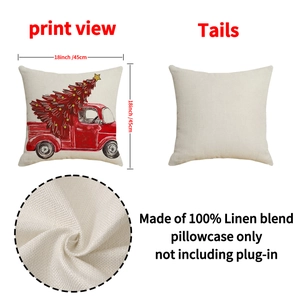 Fodera per cuscino natalizio camion rosso in lino 45x45 cm decorazione per divano