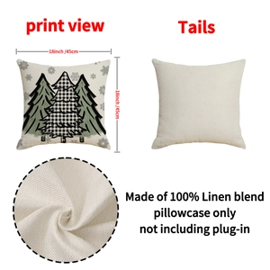 Christmas pine tree print linen pillow cover 18x18 inch for holiday sofa decoration