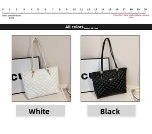 Detailed comparison of quilted leather tote bags in classic black and white colors