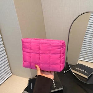 Dames Mode Gewatteerde Puffer Clutch Syntetisch Leer Vierkant Raster Cosmetische Tas Puffy Handtas Cloud Tas