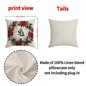 Christmas snowman wreath throw pillow cover 18x18 inch linen blend for home couch