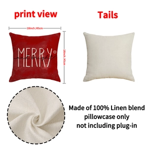 Minimalist Christmas throw pillow cover 18x18 inch in red and white linen blend fabric