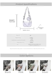 Détail du sac bandoulière en similicuir à imprimé papillon avec petit porte-monnaie rond
