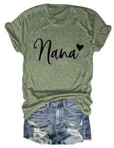 Detail of Nana heart print t-shirt and distressed denim shorts summer set on white background