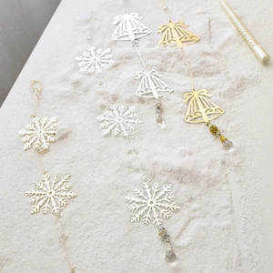 Christmas iron snowflake bell pendant decorations with crystal beads in gold and silver