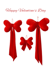 Three-piece set of red velvet decorative bows in different sizes with hanging hooks