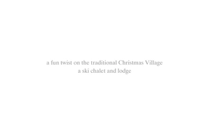 Miniature Christmas village scene featuring a ski chalet and lodge holiday decoration