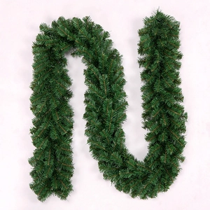 Deep green PVC artificial pine garland for Christmas window and hotel holiday decor