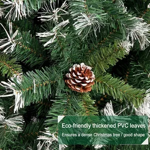 Branche de sapin de Noël enneigée avec pommes de pin naturelles et aiguilles en PVC épaisses