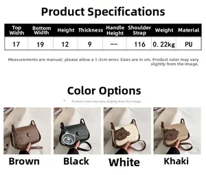 Detailed size parameters and four color comparison of the PU leather crossbody bag