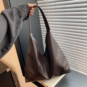 Grand Sac Cabas en Cuir PU pour Femmes Sac à Épaule Hobo Minimaliste Sac Sous le Bras Style Rue pour Trajet Quotidien