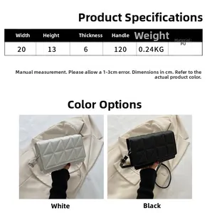 Guide des tailles pour sac bandoulière en similicuir matelassé avec dimensions précises