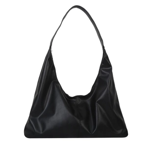 Minimalist black matte PU leather hobo shoulder bag with a spacious interior design