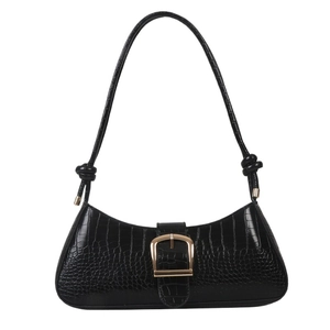 Sac baguette blanc avec gaufrage crocodile et boucle dorée pour femmes