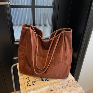 Women Large Capacity Corduroy Tote Bag Minimalist Niche Design Shoulder Bag For Commute School Shopping Casual Daily Top Handle Bag