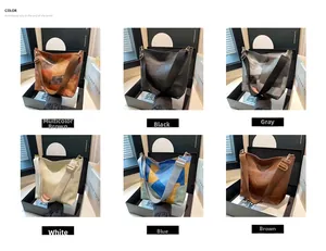 Multiple color options for contrast tote bag with wide fabric strap and geometric texture