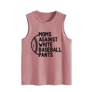 Detail des staubrosa Tanktops mit Aufdruck Moms Against White Baseball Pants Slogan