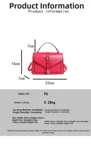 Tableau des tailles avec dimensions et spécifications du matériau PU pour le sac à main