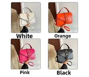 Détails des sacs à main chics en blanc, orange, rose et noir en similicuir souple