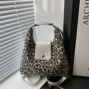 Women Leopard Print Shoulder Bag PU Leather Flap Large Capacity Tote Handbag Vintage Trendy Casual Daily Commute Bags