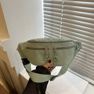 Vintage Corduroy Waist Bag Women Men Large Capacity Chest Bag Sporty Crossbody Bag Adjustable Strap Multi Pocket Fanny Pack