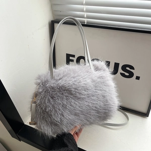 Sac à Épaule en Fausse Fourrure pour Femmes Sac à Main en Peluche À la Mode Sac Bandoulière Carré Bandoulière en Cuir Synthétique