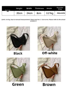 Detailed size specifications and material attributes for the irregular PU underarm bag
