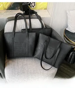Detailed comparison of black tote bags with crocodile, floral emboss, and smooth textures