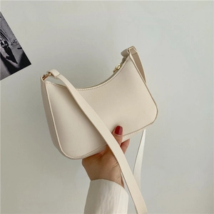 Minimalist PU Leather Hobo Bag Solid Color Crescent Underarm Shoulder Purse For Women Versatile Daily Chic Fashion