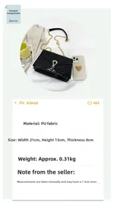 Detail view of black crocodile pattern bag with dimensions 21x13x8cm and gold chain strap