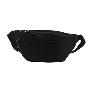 Minimalist black versatile fanny pack with durable double zippers and adjustable strap