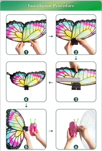 Detailed 6-step installation guide for electric butterfly wing toy assembly process