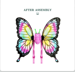Electric butterfly wings toy with pink rainbow gradient after assembly for kids