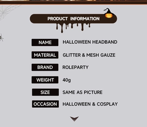 Fiche technique détaillée du serre-tête d'Halloween en paillettes et tulle mesh