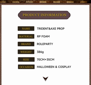 Detailed specifications for Halloween Viking axe prop made of durable RP foam material