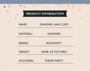 Detailkarte mit Material- und Gewichtsangaben für die Diamant-Stern-Haarspange-Zubehör