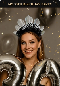 Details des Hello 30 Geburtstag Stirnbands mit Silberblättern für Party-Styling