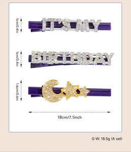 Funkelndes Strass-Haarspangen-Set zum Geburtstag mit Stern und Mond für Damen