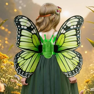 Electric butterfly wings toy for children featuring green and black bionic patterns