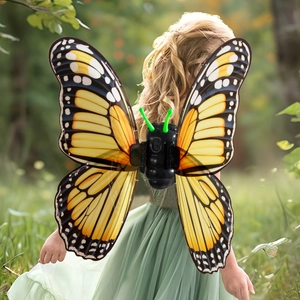 Electric monarch butterfly wings for kids with moving mechanism and glowing antennas