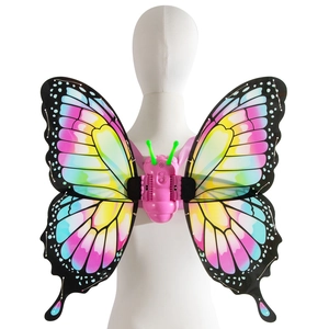 Electric butterfly wings with gradient colorful lights and pink adjustable straps for kids