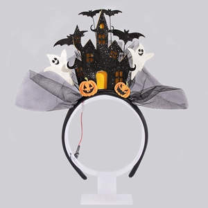 Serre-tête Halloween lumineux avec château fantôme et citrouille pour fête