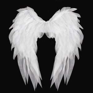 Realistic Chiffon Angel Wings And Halo Headband Set For Cosplay Halloween Party Dress Up Prop For Women White Black Angel Costume Accessory