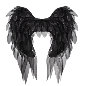 Realistic large black organza angel wings for cosplay festivals and stage performance