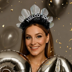 Hello 30 Geburtstag Haarreif Für Damen Schwarz Silber Glitzer Party Kopfschmuck 30. Geburtstag Feier Deko Zubehör