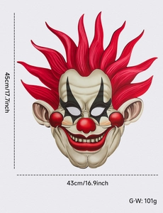 Dimensions du masque de clown d'horreur de 45 cm de hauteur pour cosplay et costume