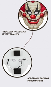 Détails du masque de clown avec rembourrage en éponge et sangle élastique pour le confort