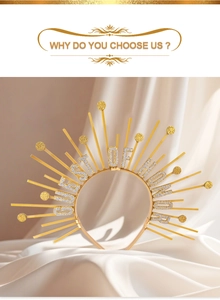 Detail of golden halo crown headband with Guest of Honor lettering and sparkling rhinestones
