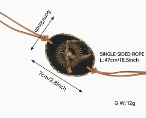 Steampunk eye patch with bronze gear dial detail and size markings on a white background
