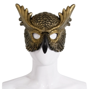 Bronze owl masquerade mask for festival parties with detailed wing texture for cosplay